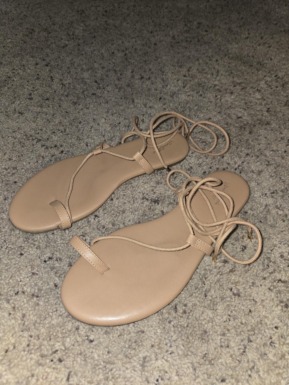 Women’s Nude Lace-Up Toe Loop Sandals